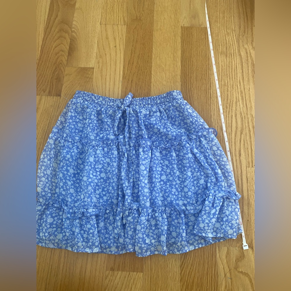Blue floral ruffle skirt